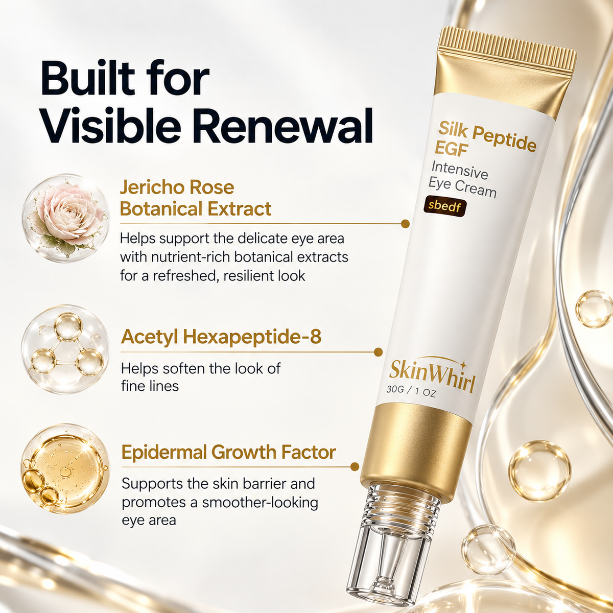 Peptide Nourishing Eye Cream for Reducing Dark Cilcles Hydrating Smoothing Fine Lines Improve Tired Puffy Eyes Brighten Eye Care